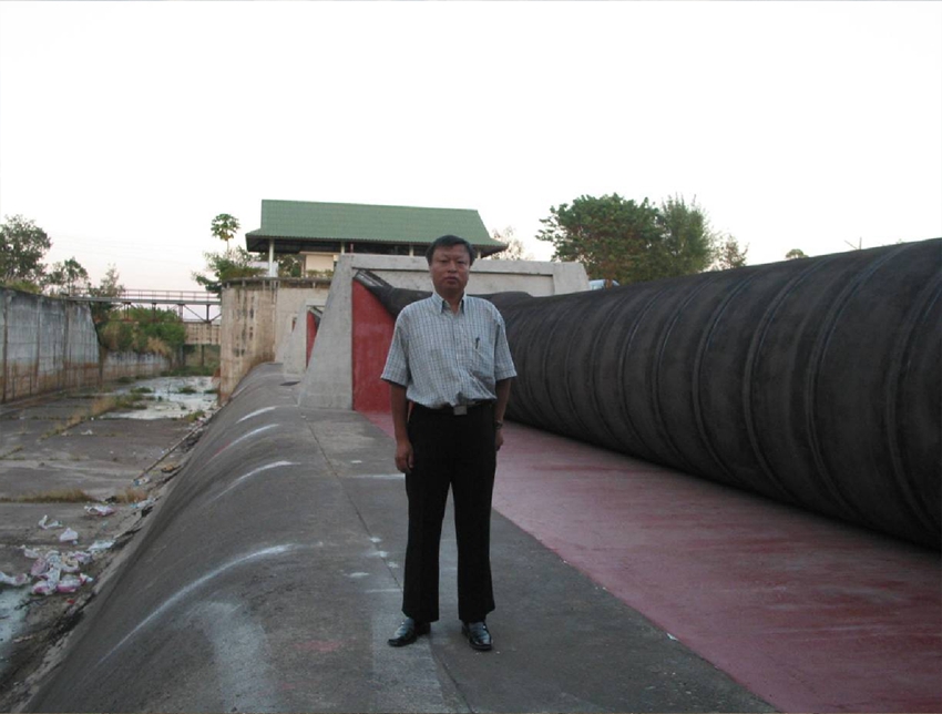 The rubber Dam with L=60m, H=2.3m in Thailand has been rebuilt by BIC since it was damaged, before then it was built originally by an oversea company.